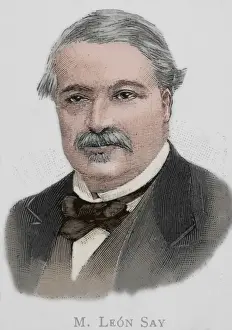 Jean Baptiste Prints: Leon Say (1826-1896). Engraving. Colored