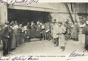 Merchants Prints: Les Halles - Paris - Workers in the morning