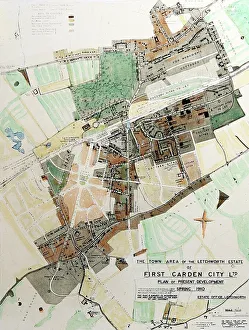 Cottages Prints: Letchworth Garden City plan, early 1900s