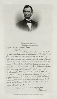 Letter Collection: Letter from Abraham Lincoln to Mrs. Bixby, with bust-length