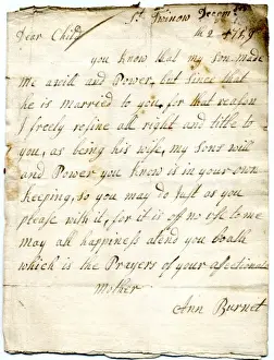 National Archives Prints: Letter from Ann Burnet