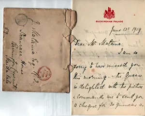 Correspondence Prints: Letter from Buckingham Palace to artist Matania