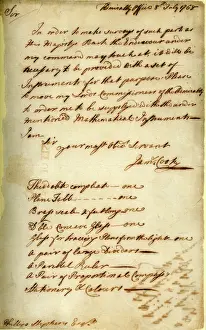 1609 Prints: Letter from Captain Cook