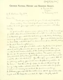 Alfred Russel Gallery: Letter from Frank Roberts to Alfred Russel Wallace, February
