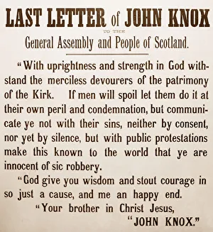 The last letter of John Knox