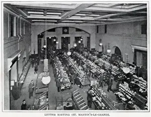 Martins Prints: Letter sorting office at the General Post Office - St Martin s-le-Grand, London