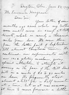 Letter from Wilbur Wright to Lawrence Hargrave