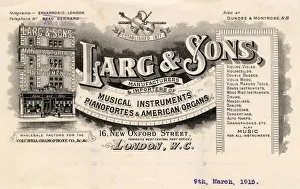 Images Dated 4th February 2019: Letterhead, Larg & Sons, New Oxford Street, London