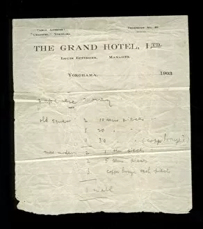 Images Dated 11th April 2016: Letterheaded paper, Grand Hotel, Yokohama, Japan
