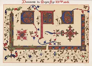 Letters from an illuminated alphabet from