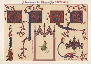 Ornamentation Prints: Letters from an illuminated alphabet, man with