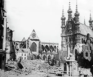 Leuven Prints: Leuven Cathedral ruins in WW1