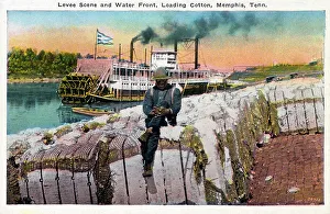 Memphis Prints: Levee Scene and Water Front, loading Cotton, Memphis