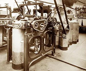 Levelling machine in a woollen mill in Bradford