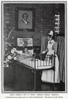 Plaque Collection: Lewis Carroll Cot in Great Ormond Street Hospital 1900