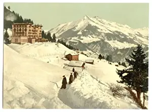 Sanatorium Prints: Leysin, the sanatorium and Chaussy in winter, Nand, Canton o