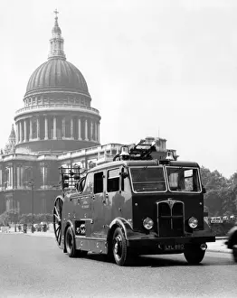 Dual Prints: LFB dual purpose fire engine, St Pauls Cathedral, London