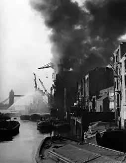 Jets Prints: LFB Fireboat attending a fire at Colonial Wharf