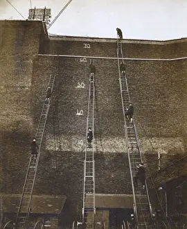 Heights Prints: LFB-LCC fire brigade ladder drill
