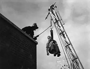 LFB turntable ladder in action, with rescued person