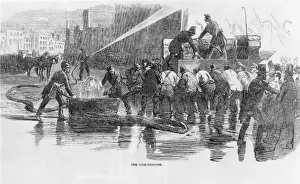 Volunteers Prints: LFEE lithograph print of a firefighting scene
