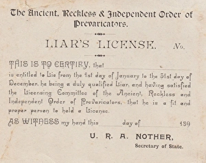 Liars License Card Liars License Card