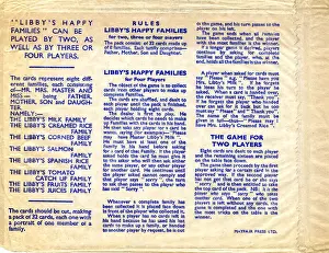 Rules Prints: Libbys Happy Families Card Game Rules