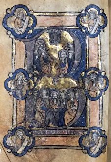 Pentecost Collection: Liber Horaraum. Initial decorated with Ascension of Jesus an