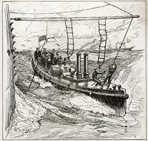 Liberty Men head off on shore leave aboard a Picket Boat