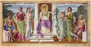Columbia Prints: Library of Congress Mural - Mosaic Panels - Law