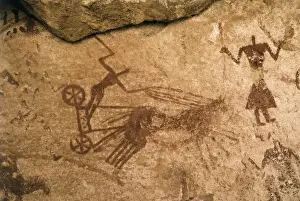 LIBYA. Tadrart Acacus. Anthropomorphic scene