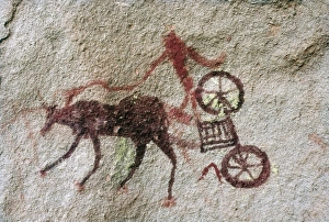 Acacus Gallery: LIBYA. Tadrart Acacus. Representation of a cart