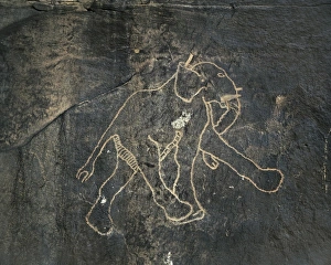 Acacus Gallery: LIBYA. Tadrart Acacus. Rupestrian carving with