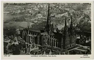 Lichfield Prints: Lichfield Cathedral from the air - Lichfield, Staffordshire