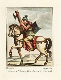 Roman Empire Prints: Lictor riding in front of consuls, ancient Rome