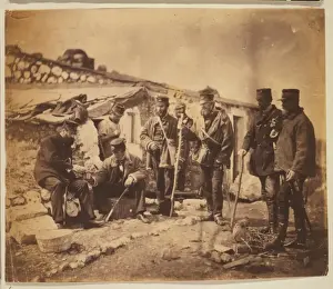 Lieutenant-colonel Shadforth at his hut & officers of the 57
