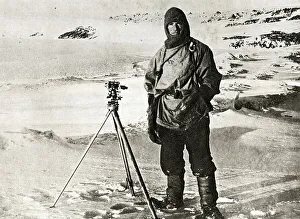 Daring Prints: Lieutenant Evans with instrument to pinpoint the South Pole