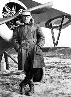 Images Dated 15th August 2011: Lieutenant Nungesser with Nieuport biplane