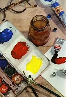 Still life of artists tools