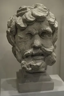 Satyr Prints: Life-sized head of a silenus (old satyr) with pointed ears