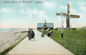 Bland Prints: Lifeboat House and Windmill, Lytham, Lancashire