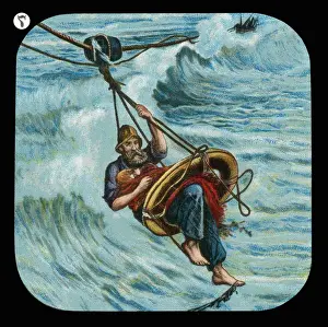 Lifeboat man rescuing a baby