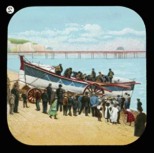 Lifeboatmen Prints: Lifeboat men in lifeboat on beach