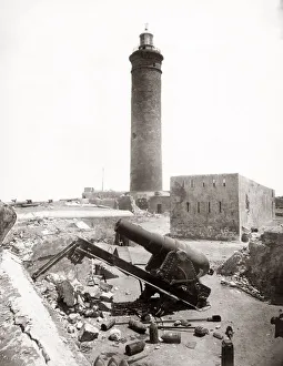 Aftermath Collection: Lighthouse and cannon, Alexandria, Egypt, 1882