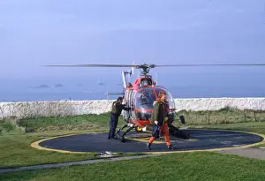 Lighthouse Keepers and Service Helicopter