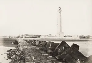 Transportation System Prints: Lighthouse Port Said, Egypt, Suez Canal