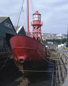 Lightship Prints: Lightship in dry dock, Cornwall