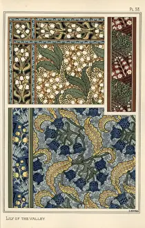 Lily of the valley in art nouveau patterns