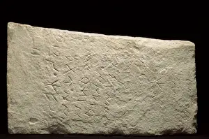 Tomb Stone Prints: Limestone tombstone with inscription