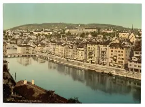 Zurich Prints: The Limmatquay, with Polytechnic, Zurich, Switzerland
